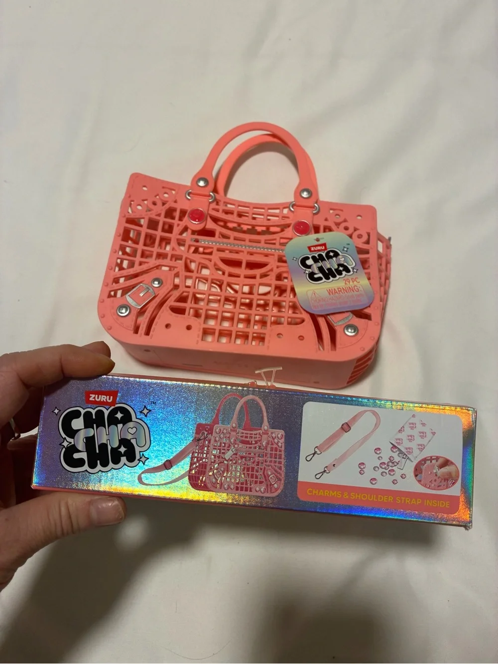 Cha Cha Mini Pink Tote Bag for Girls included Charms